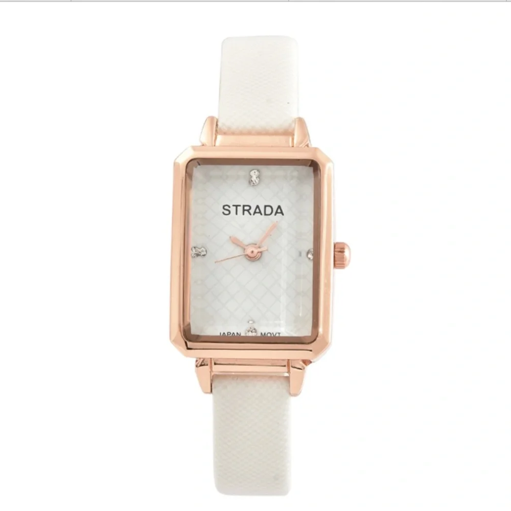 White Faux Leather Strap Watch
